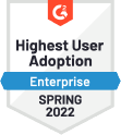 G2 Award - Highest User Adoption - Enterprise - Spring 2022