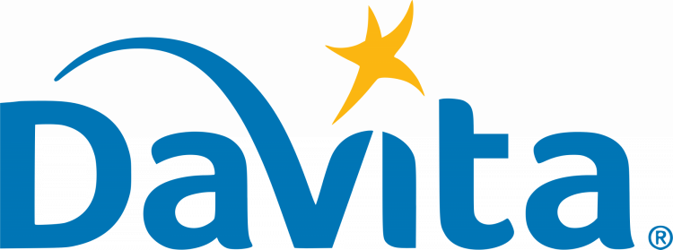 Davita logo blue text and star